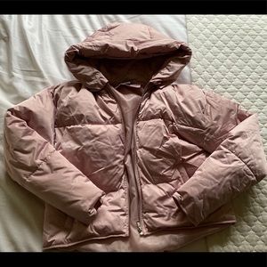Light pink cropped puffer jacket